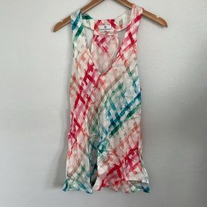 NEW Chloe Kristyn‎ Ombre Lattice Satin Racerback Sleeveless Halter Tank Large
